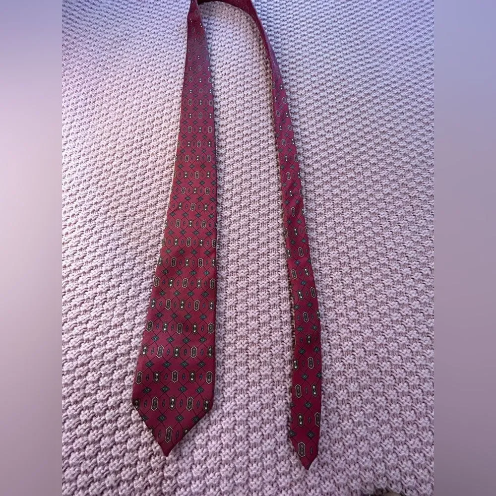 Oscar de la Renta Red Geometric Pattern Tie